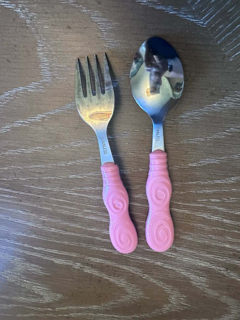 Disney Belle Pink Handle Stainless Steel Toddler Fork and Spoon Set Beauty Beast - Picture 3 of 3
